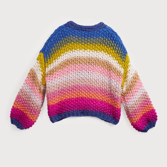 Anthropologie SAACHI Reversible Rainbow Pullover Chunky Sweater