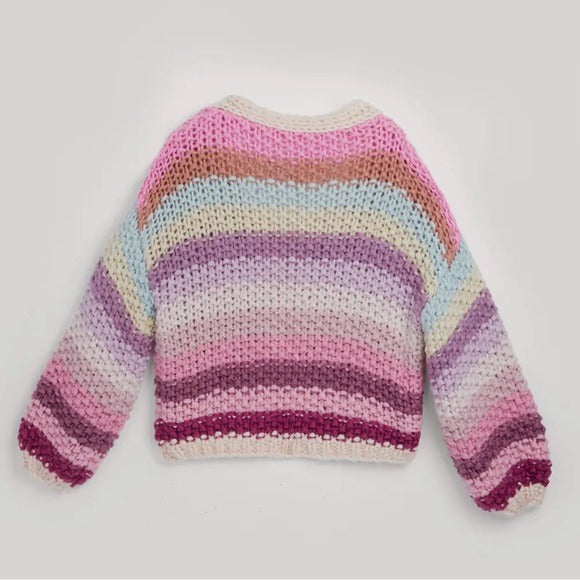 Anthropologie SAACHI Cozy Chunky Rainbow Pullover Sweater