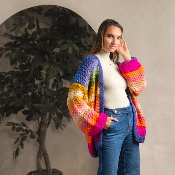 Anthropologie SAACHI Rainbow Knitted Cardigan OS