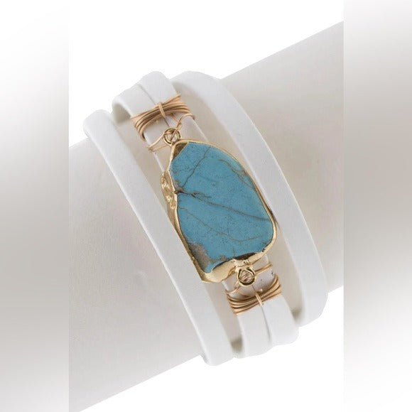 Anthropologie SAACH Turquoise Dream Leather Bracelet