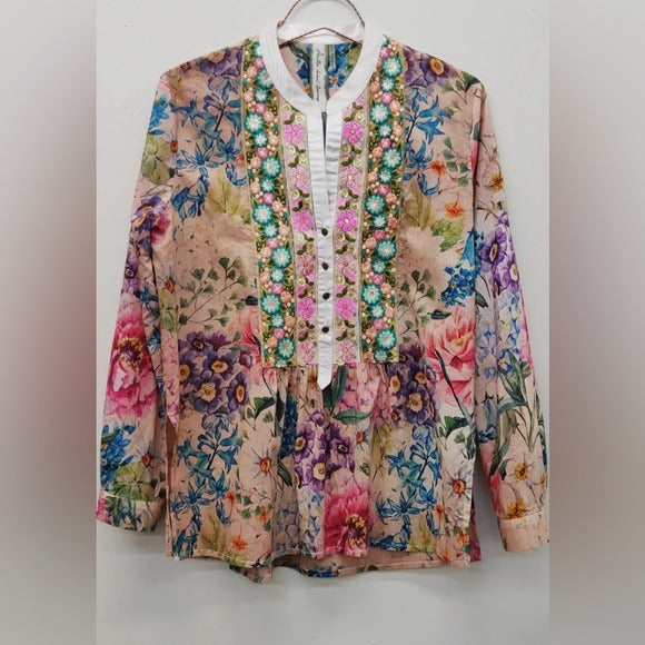 ARATTA Miss September Embroidered Fall Floral Boho Chic Blouse