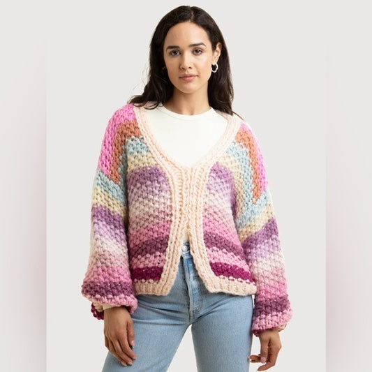 Anthropologie SAACHI Cozy Chunky Rainbow Pullover Sweater