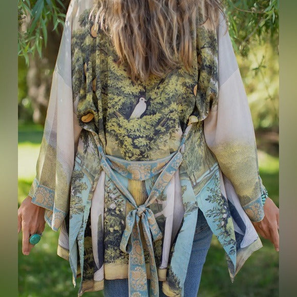 ⭐️Market of Stars⭐️ Tree of Life Matinée Boho Kimono Robe Duster (Mid Length)