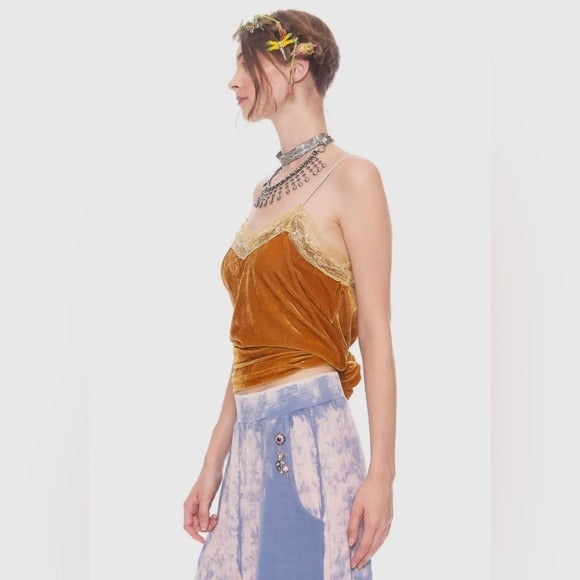 ARATTA Velvet Dreams Inca Gold Cami with Beaded Trim