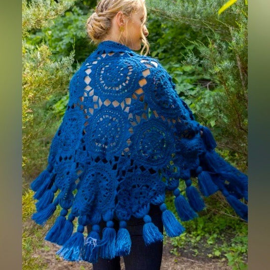 Anthropologie SAACHI Cozy Oversized Boho Crochet Sunshine Shawl