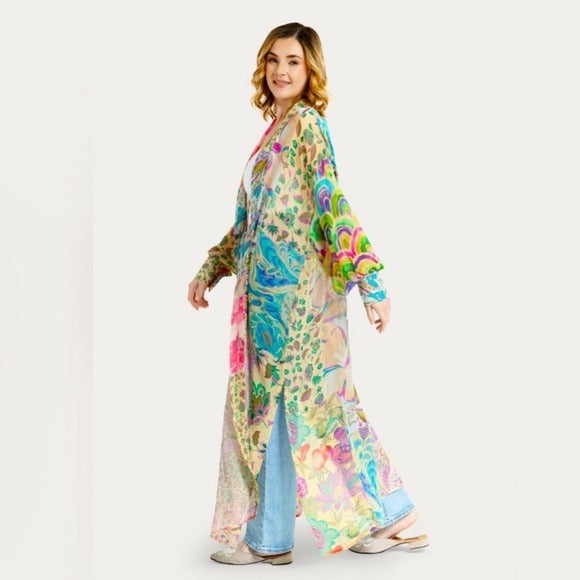 SAACHI Anthropologie- Spring Floral Patchwork Kimono OS