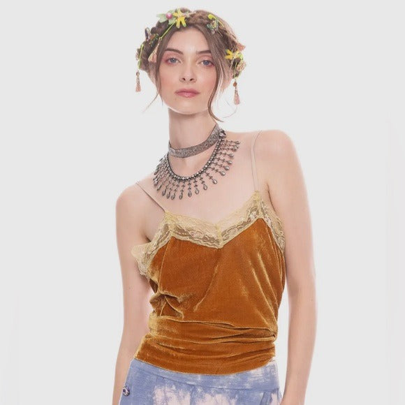 ARATTA Velvet Dreams Inca Gold Cami with Beaded Trim