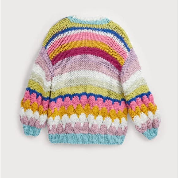 SAACHI for Anthropologie Knitted Rainbow Bubble Stitch Cardigan