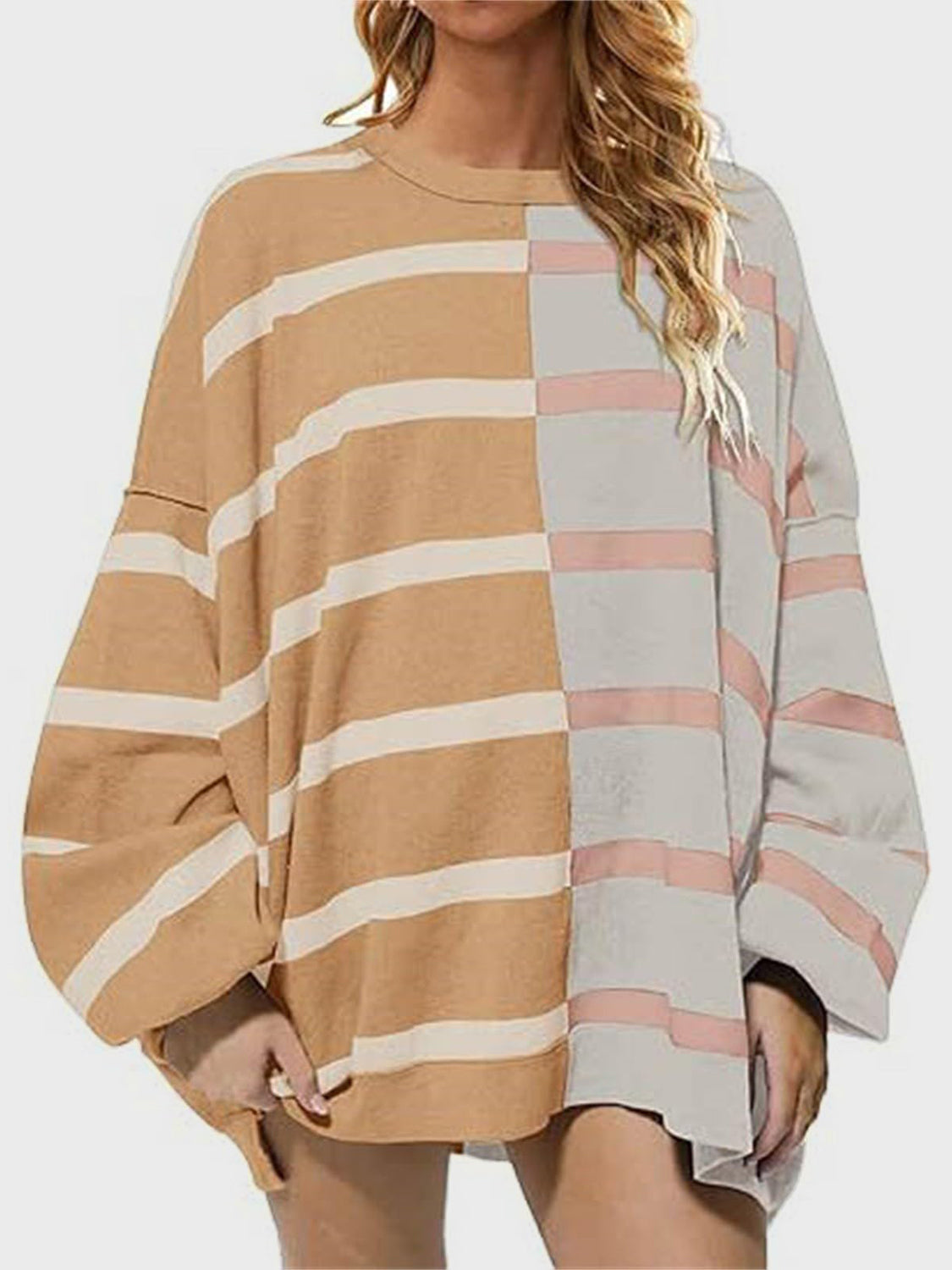 Striped Round Neck Long Sleeve Sweater