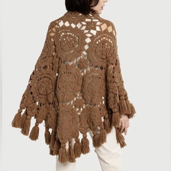 Anthropologie SAACHI Cozy Oversized Boho Crochet Sunshine Shawl