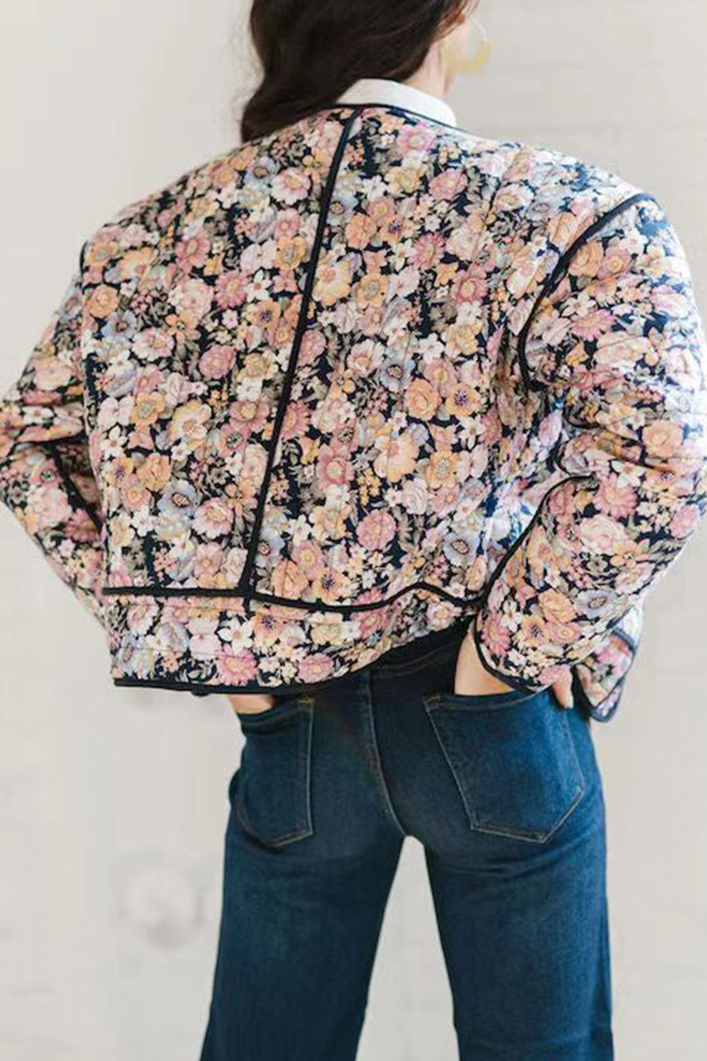 Floral Button Up Long Sleeve Winter Coat