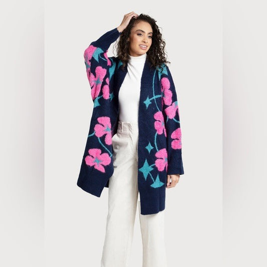 SAACHI Anthropologie Diamond Flora Knit Cardigan