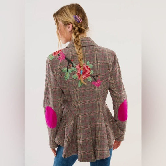 ARATTA Boho Luxe Gabriella Embroidered Blazer with Contrast Elbow Patches