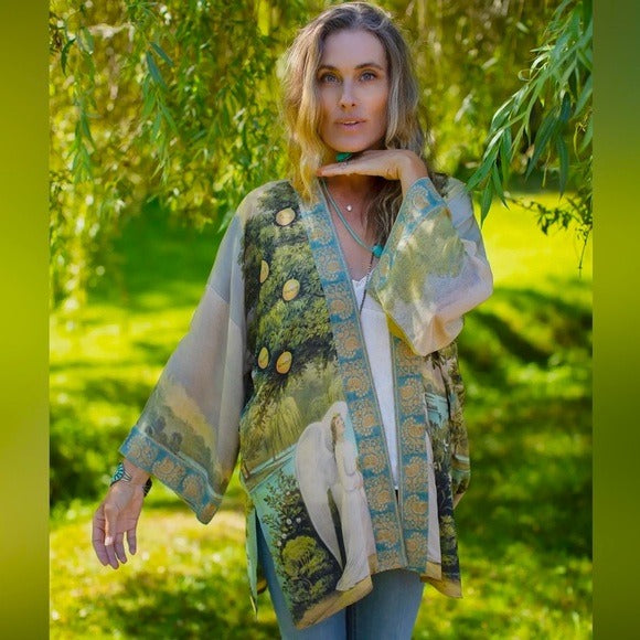 ⭐️Market of Stars⭐️ Tree of Life Matinée Boho Kimono Robe Duster (Mid Length)