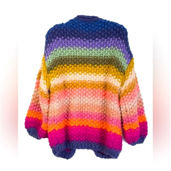 Anthropologie SAACHI Rainbow Knitted Cardigan OS