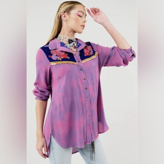 ARATTA  Miss Texas Shirt Embroidered Boho Chic Blouse