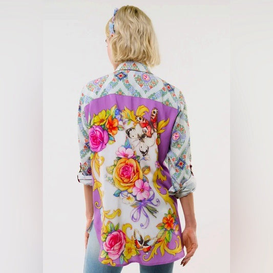 ARATTA Elegant Unique Boho Chic Violet Blouse