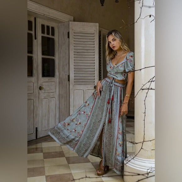 TULLE & BATISTE Vintage Western Boho Chic Y2K Gypsy style Grace Maxi Terracotta