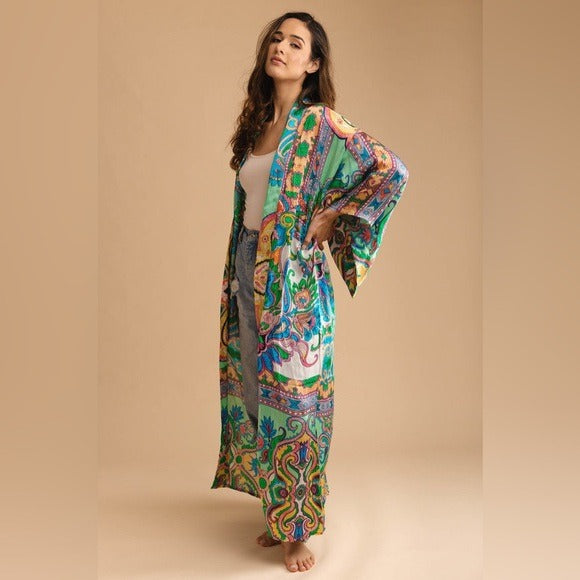 Anthropologie SAACHI - Margo Multi Paisley Print Kimono OS