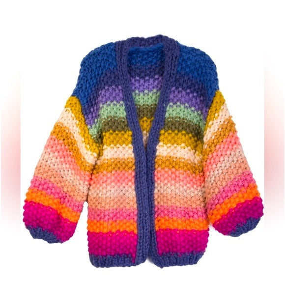 Anthropologie SAACHI Rainbow Knitted Cardigan OS