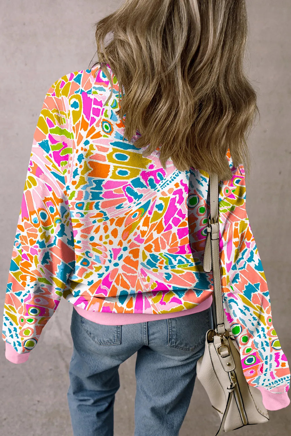 Printed Round Neck Long Sleeve Sweatshirt